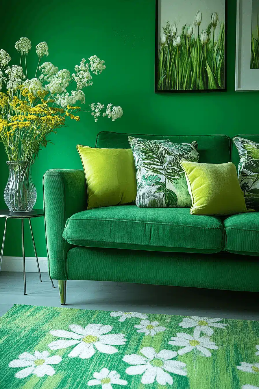 green living room decor