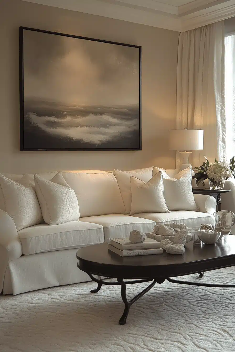 moody neutral living room