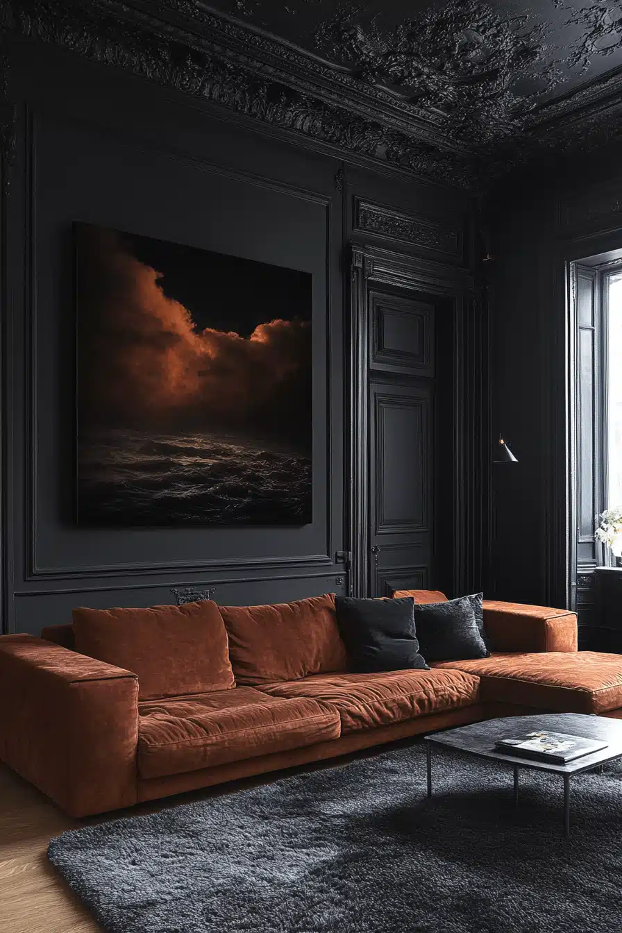 moody neutral living room