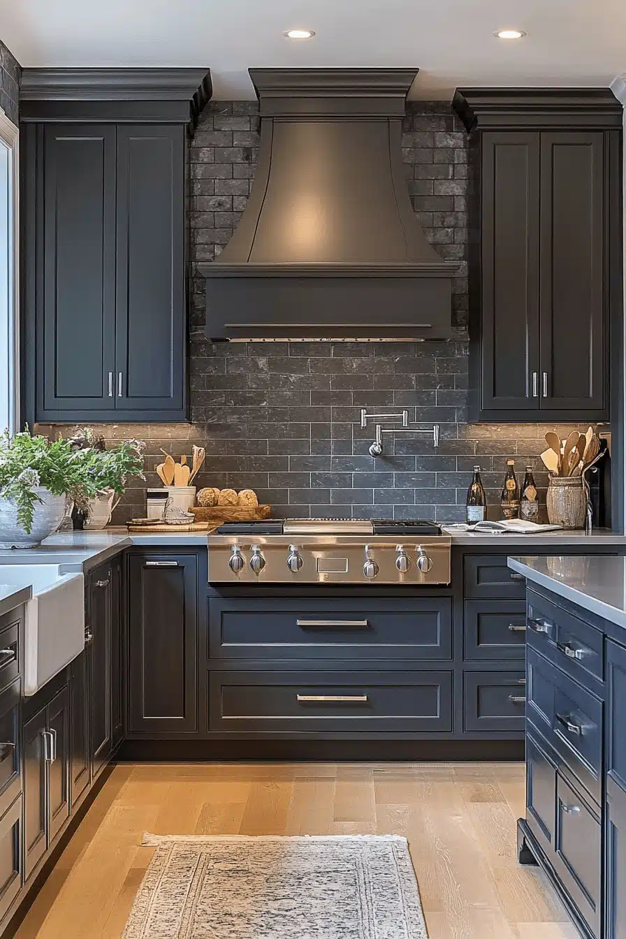 dark grey kitchen cabinets
