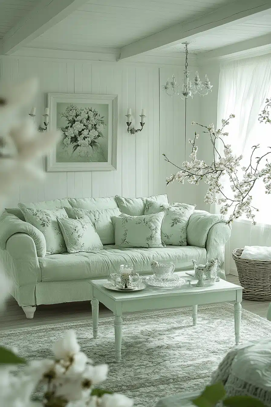 green living room decor