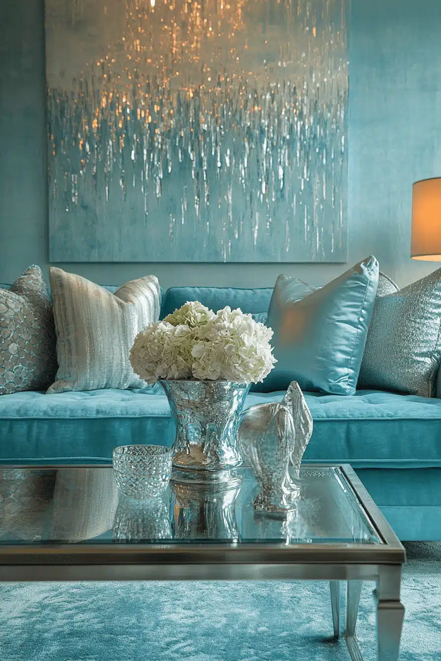 blue living room decor