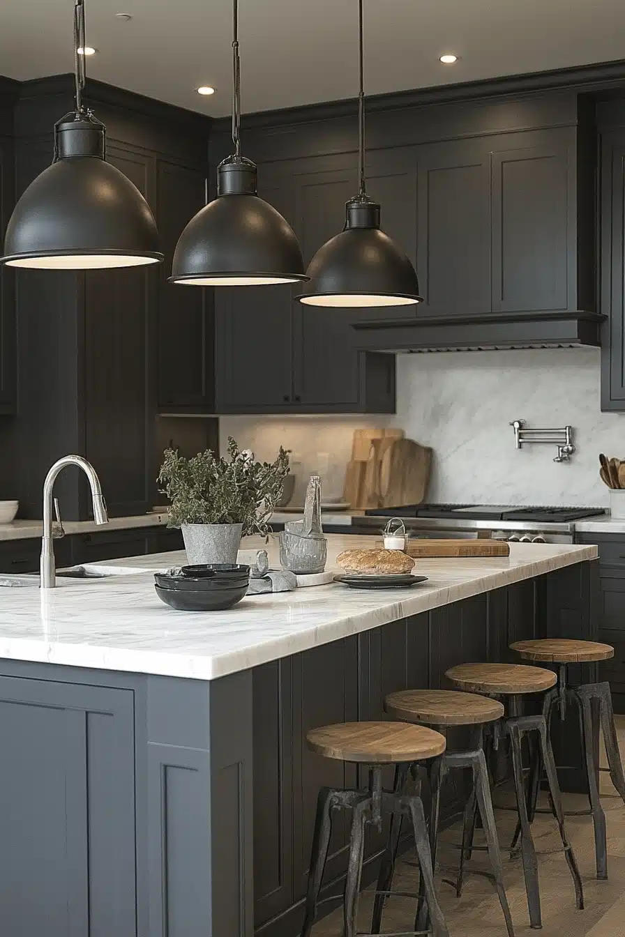 dark grey kitchen cabinets