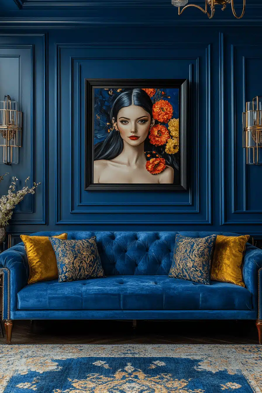 blue living room decor