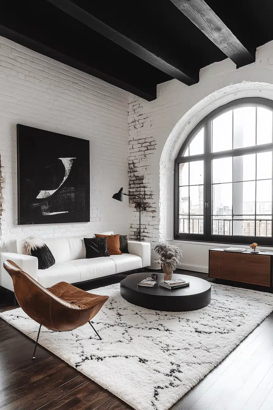 black and white living room decor