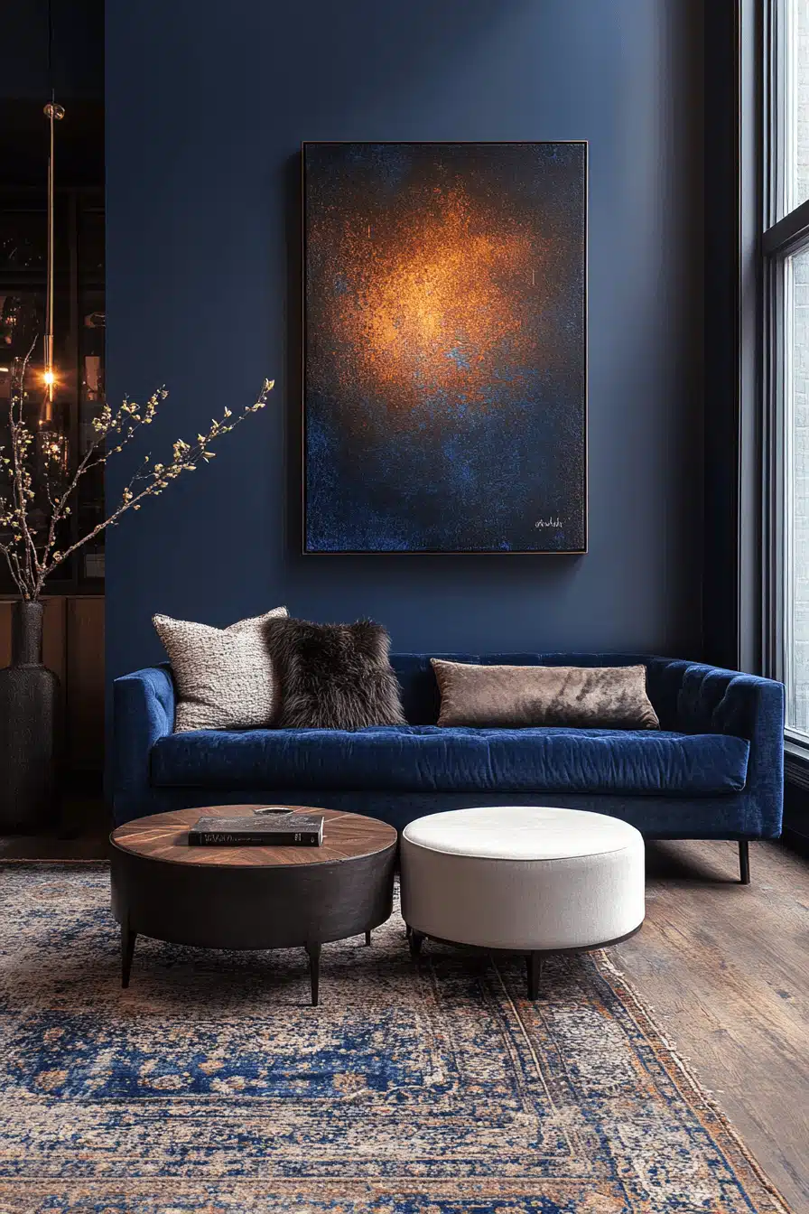 blue living room decor
