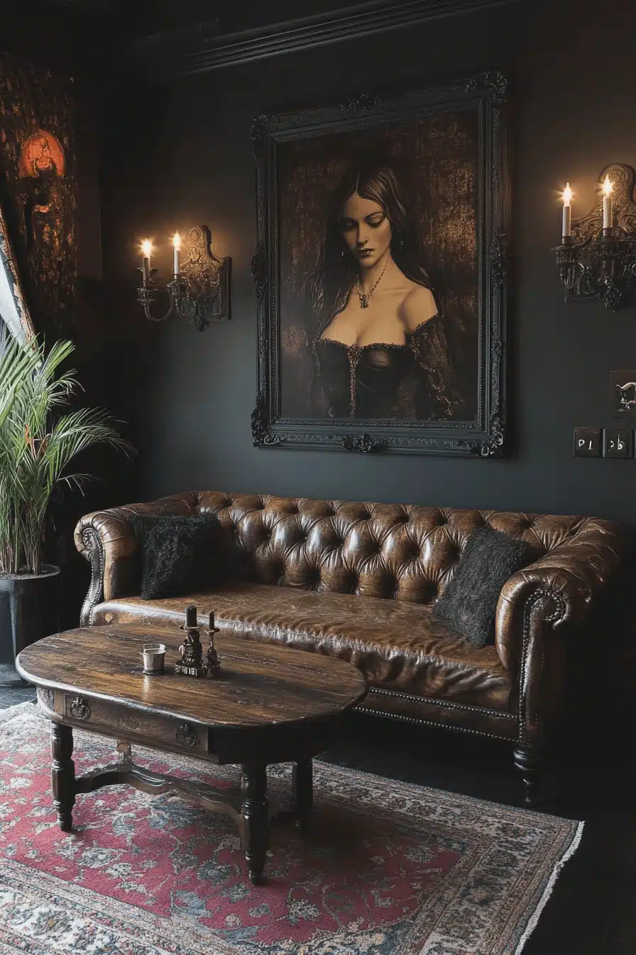 moody vintage living room