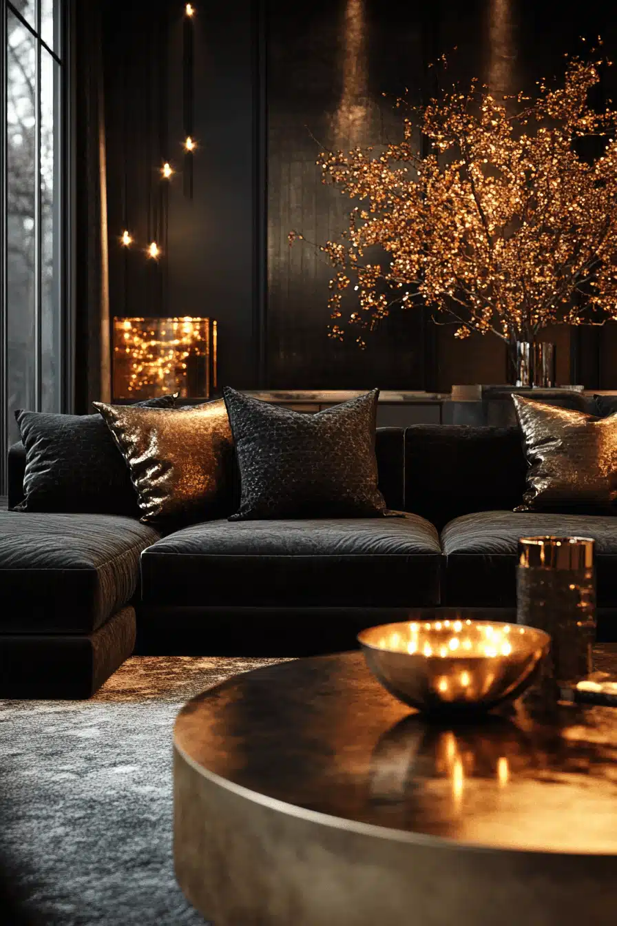 black living room decor