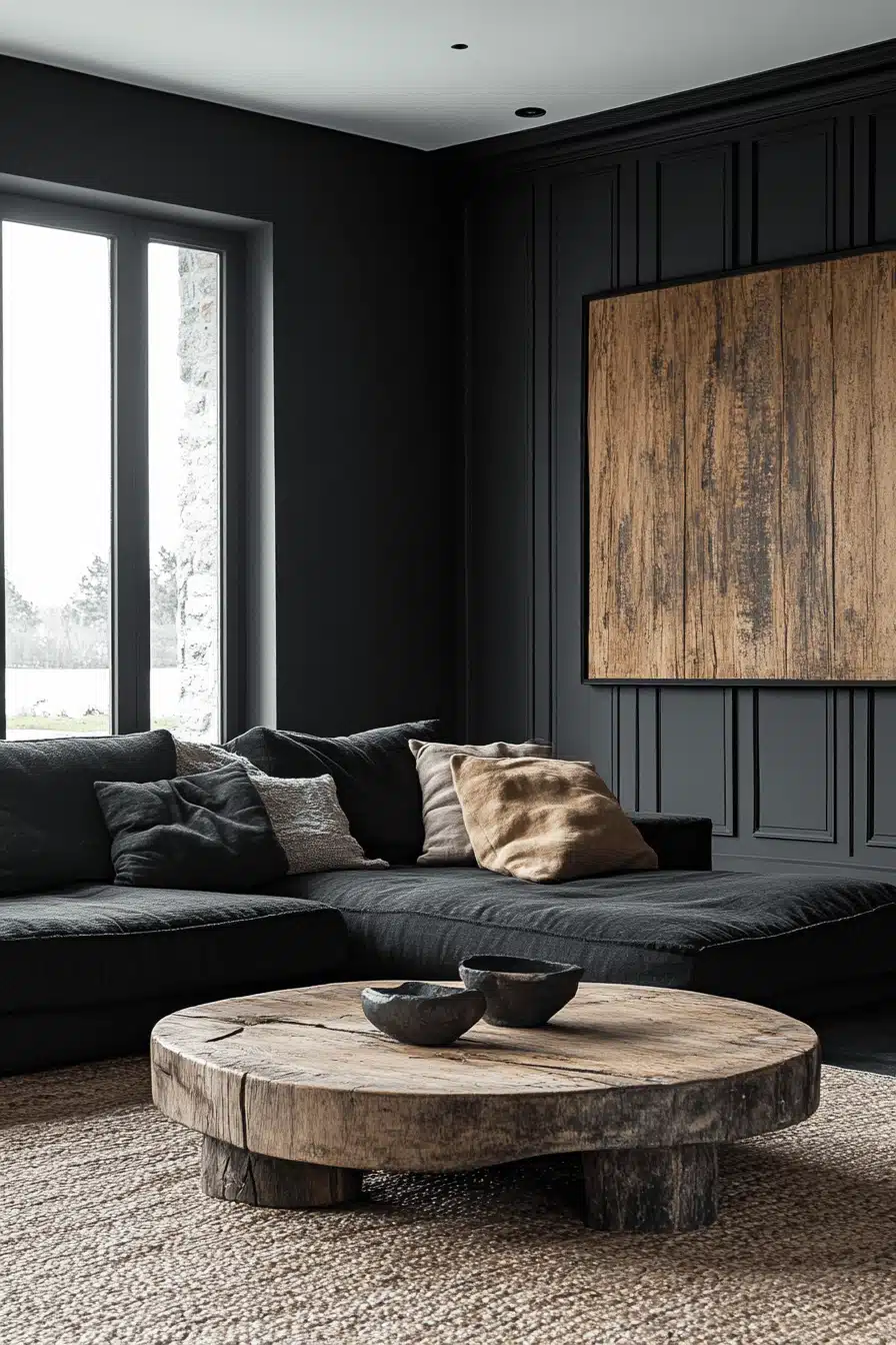 black living room decor