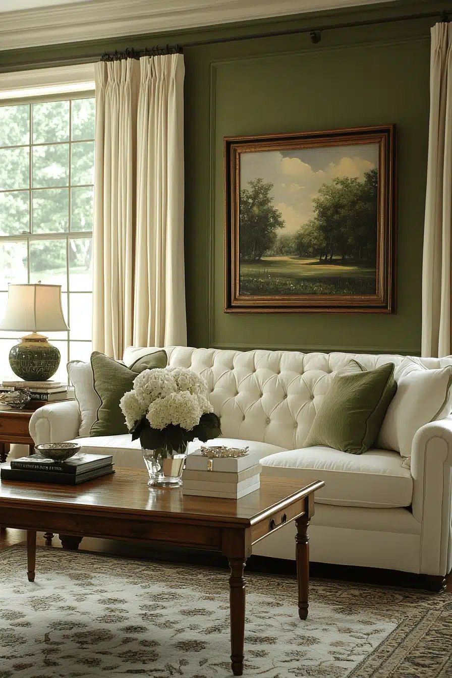green living room decor