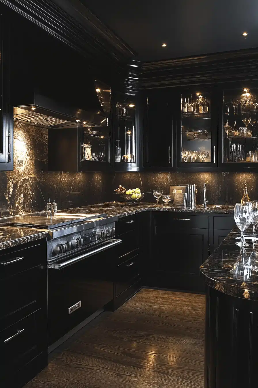 moody kitchen cabinets
