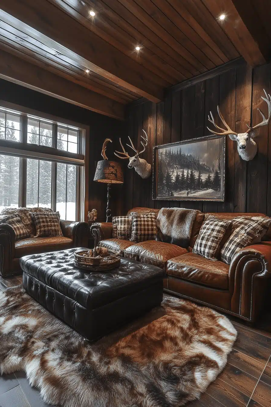 old cabin interior living room