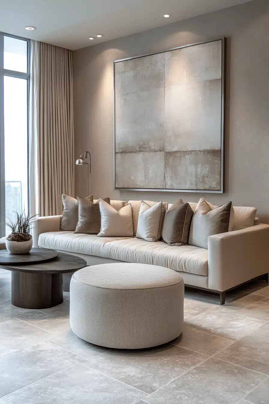 moody neutral living room