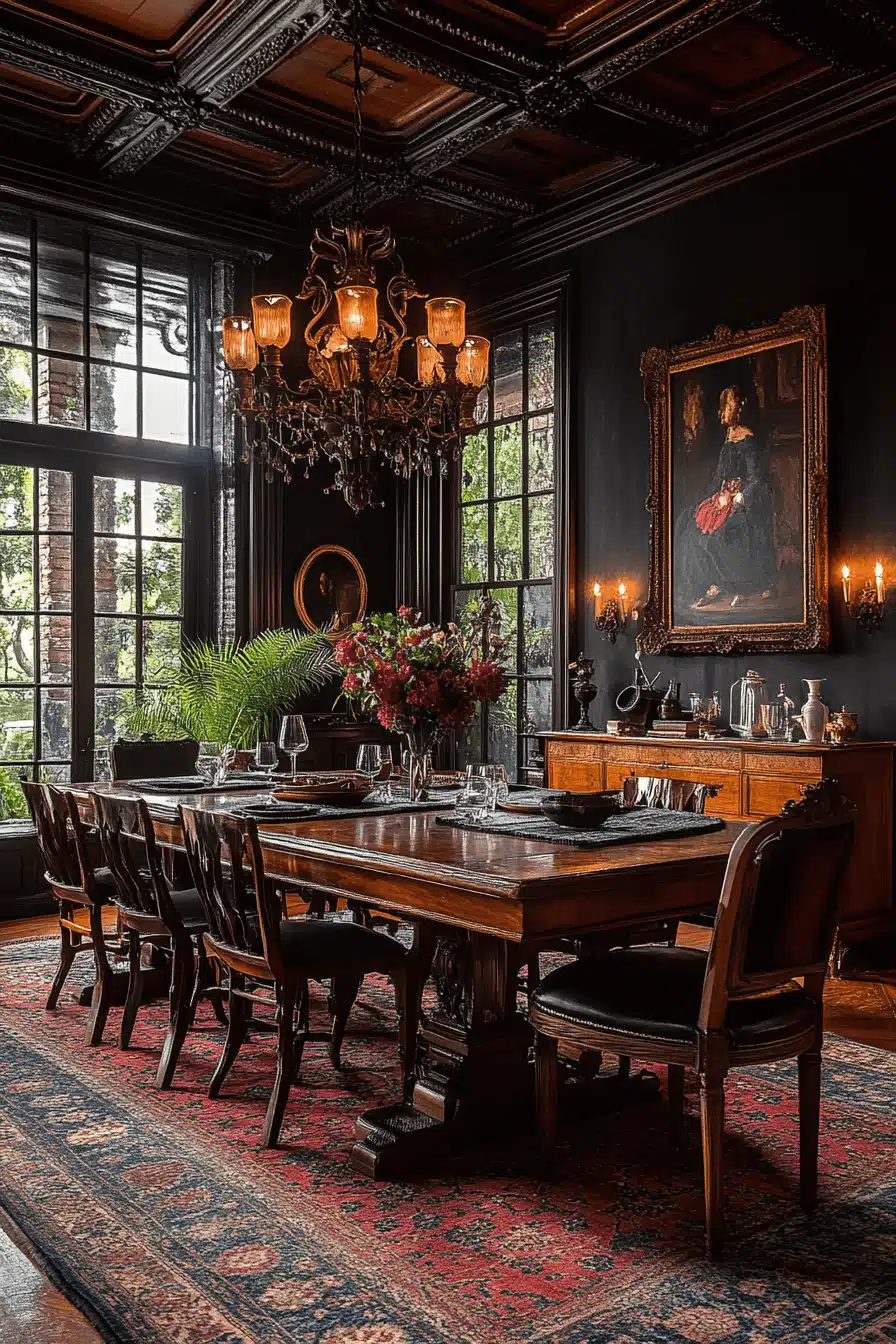 moody vintage dining room