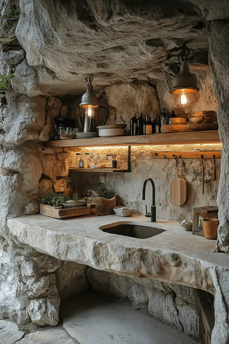 old cabin interior kitchen