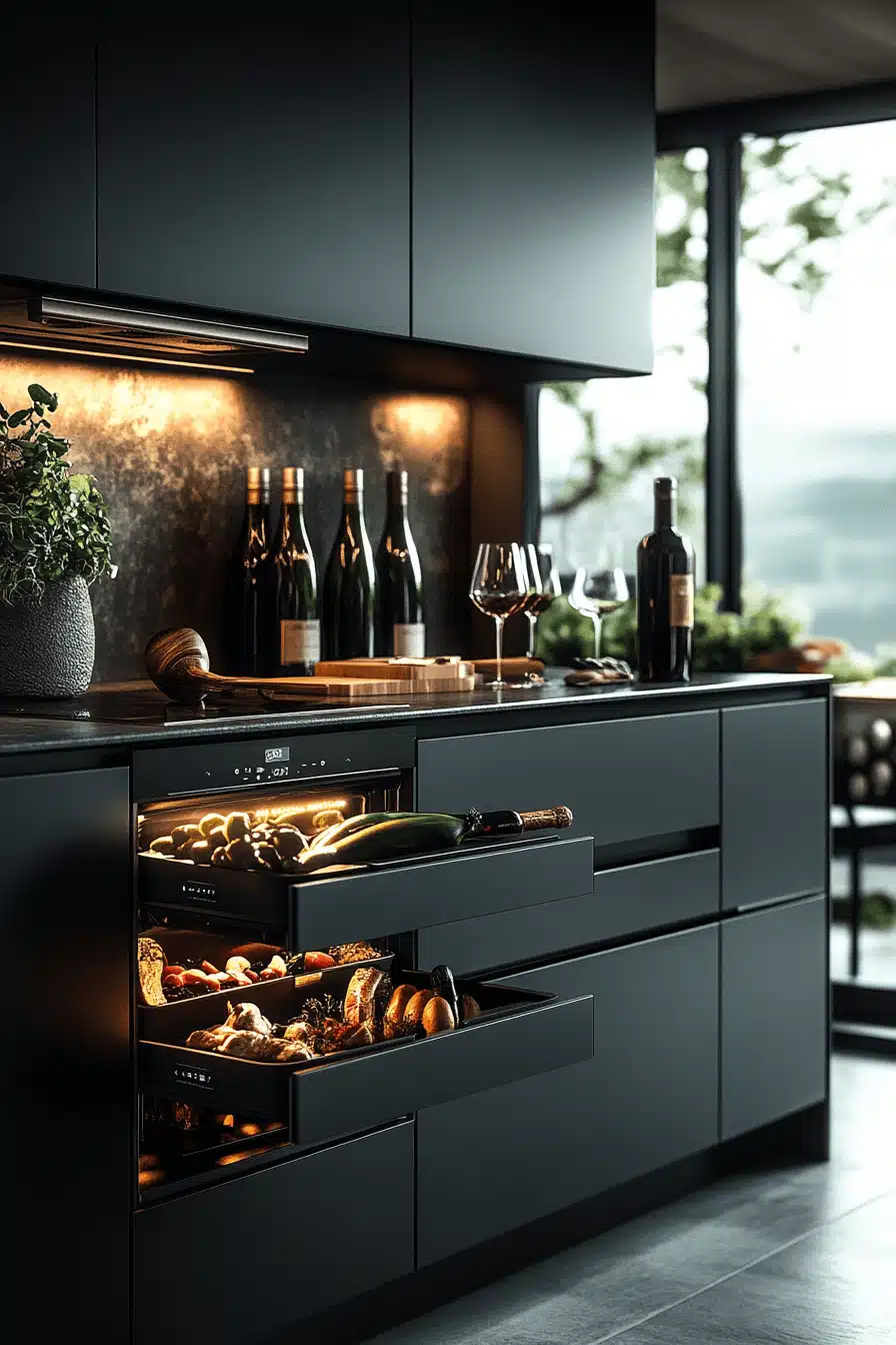 dark grey kitchen cabinets