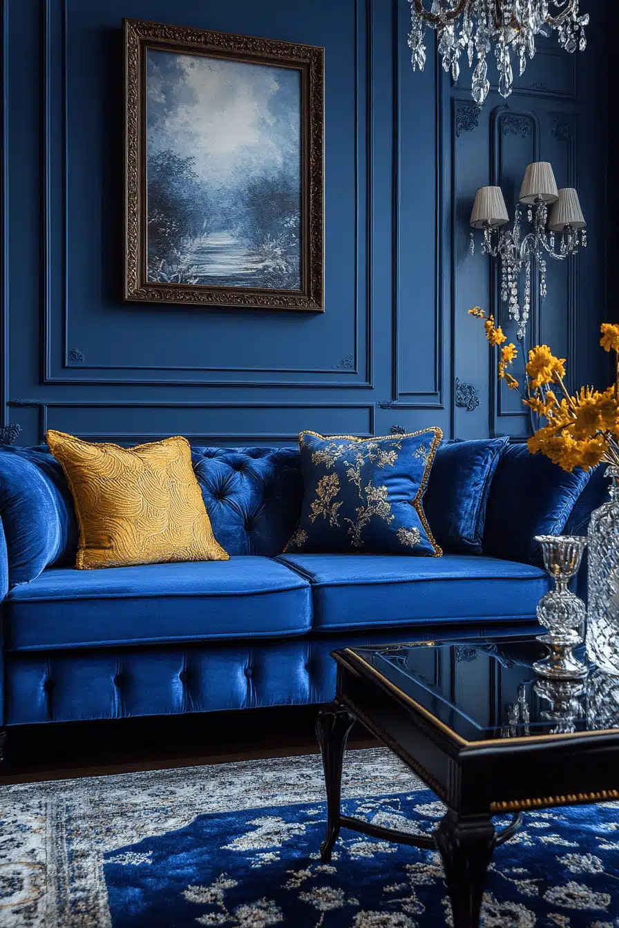 blue living room decor