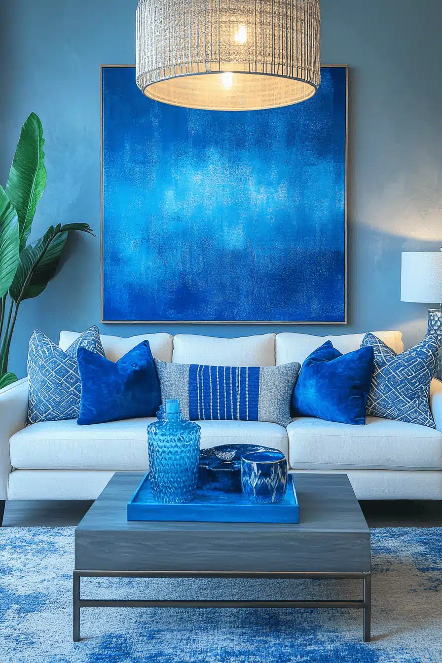blue living room decor