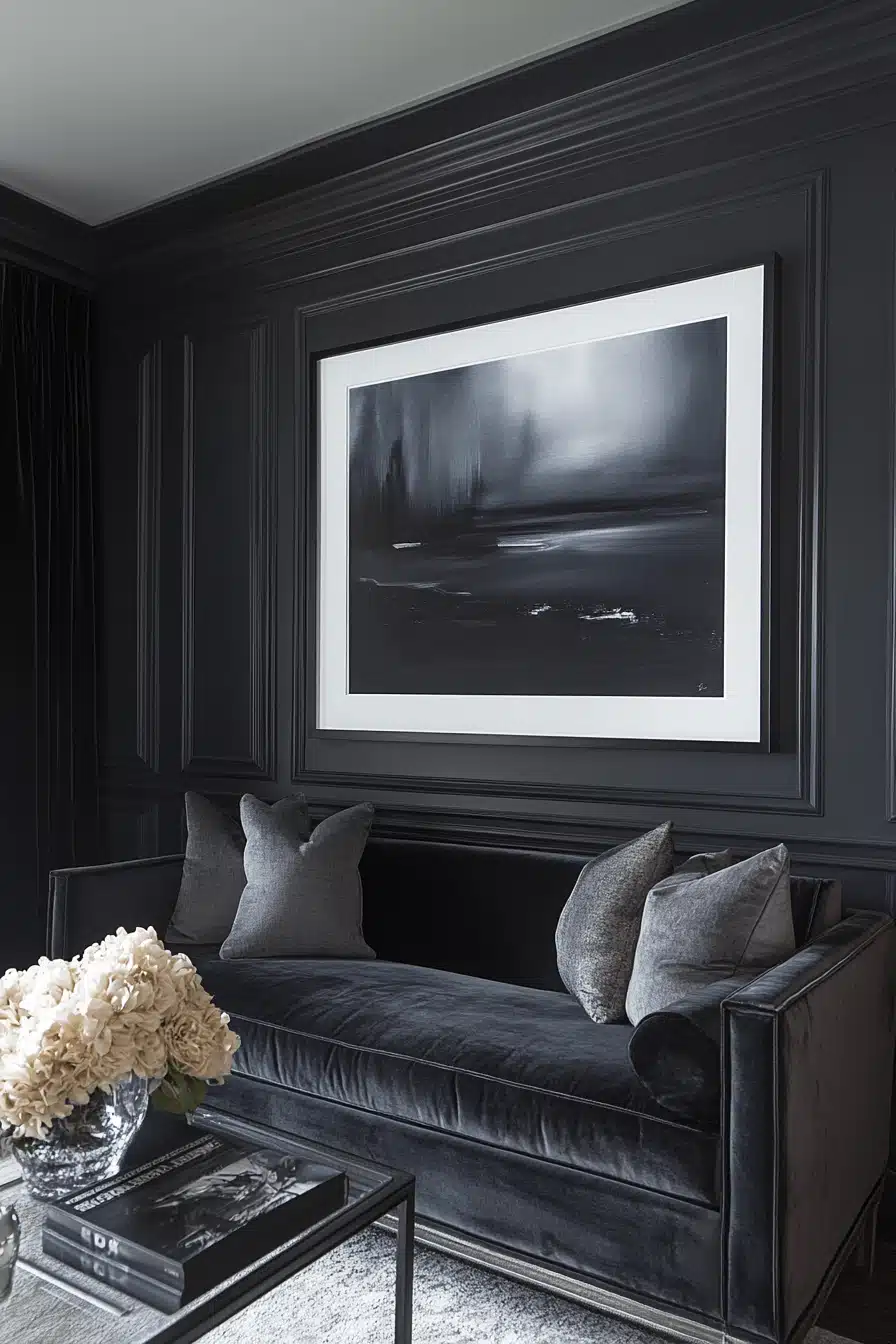 dark gray couch living room