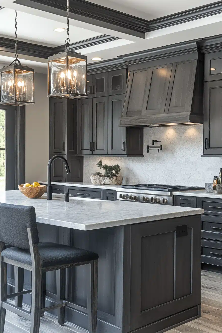 dark grey kitchen cabinets