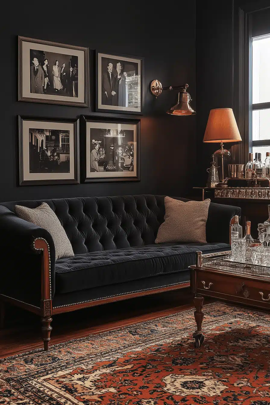 moody vintage living room