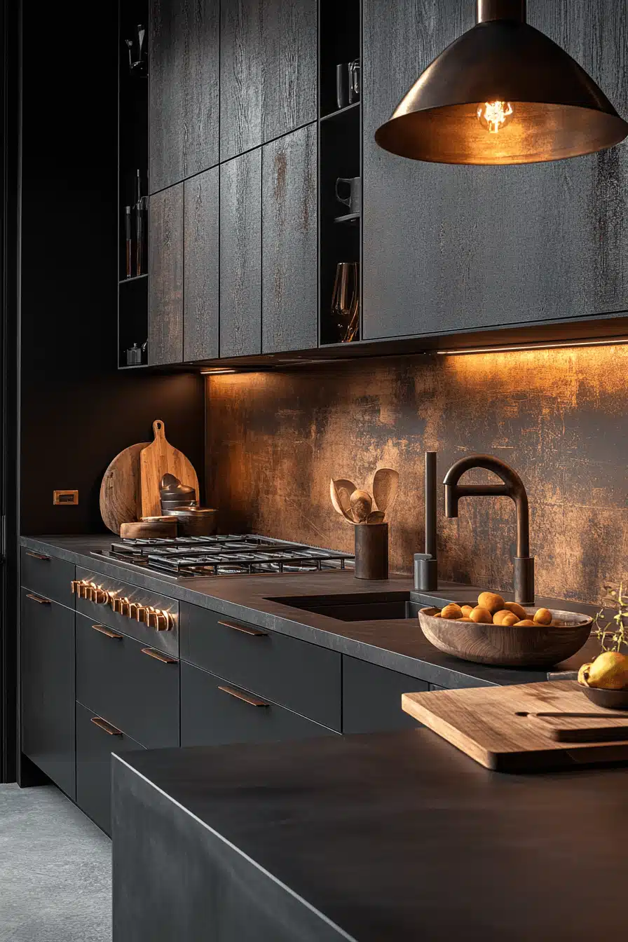 dark and moody kitchen