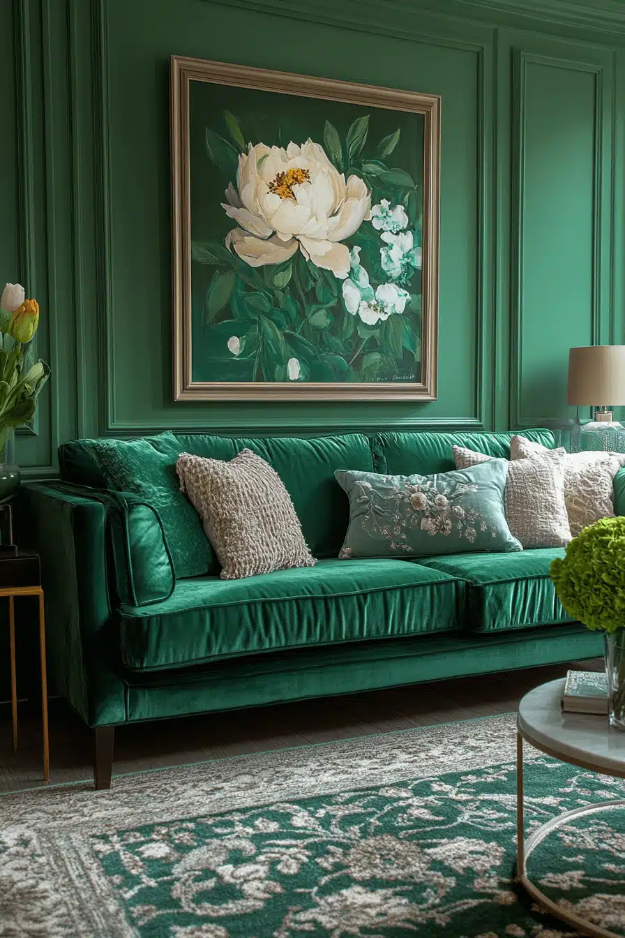 green living room decor
