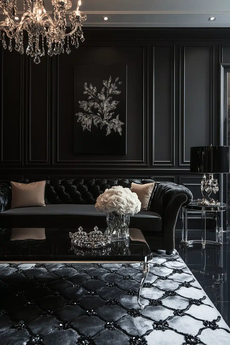 black living room decor