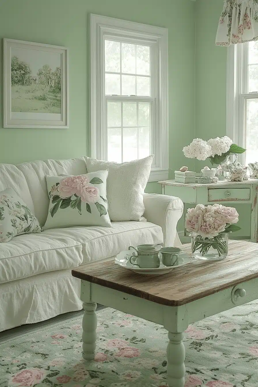 green living room decor