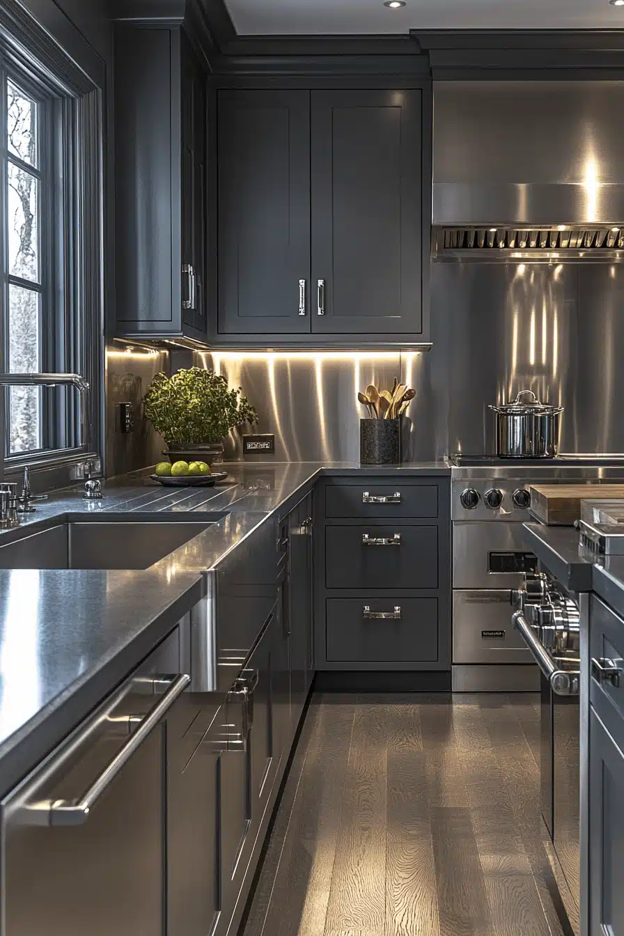 dark grey kitchen cabinets