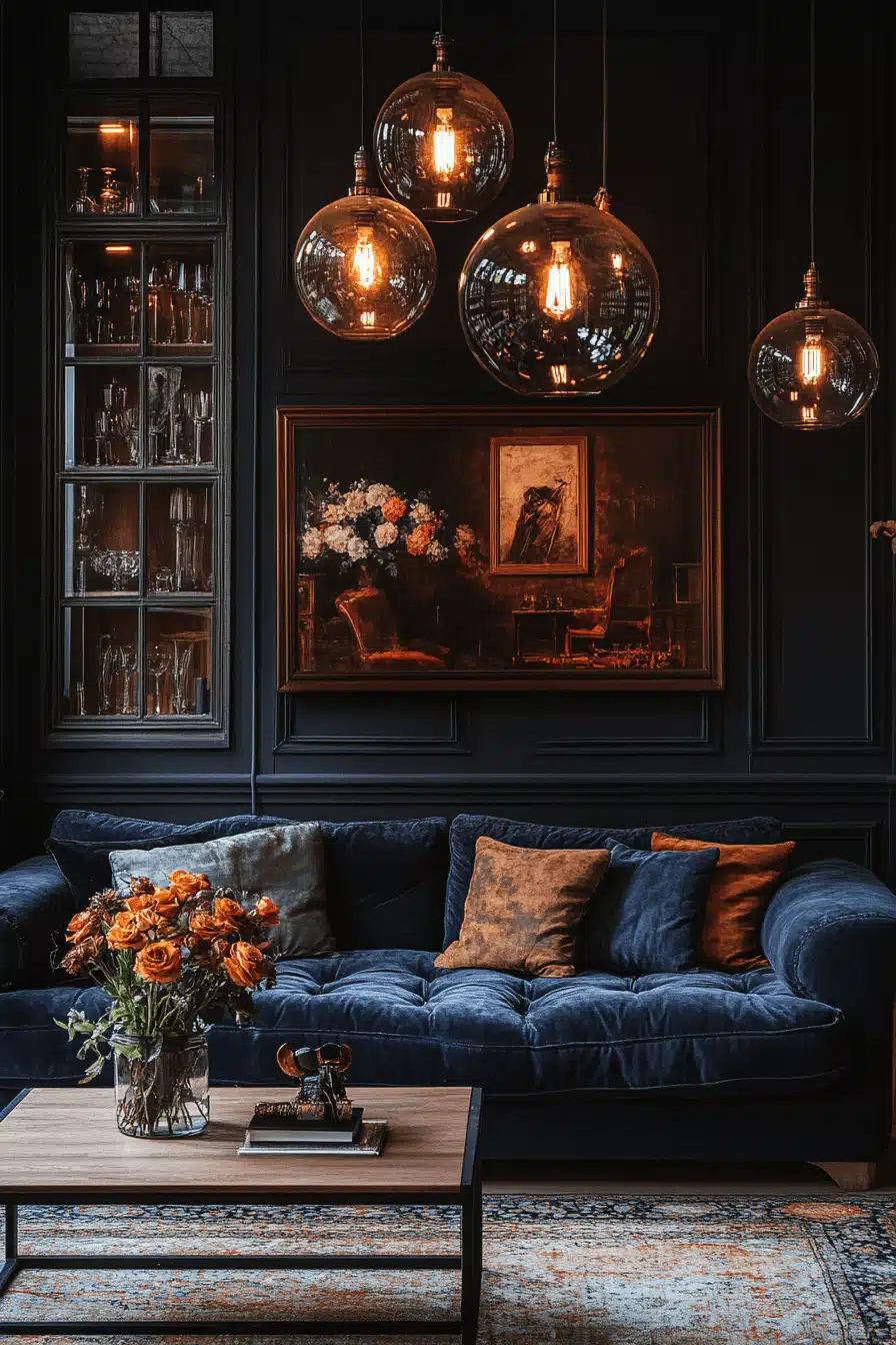 moody vintage living room