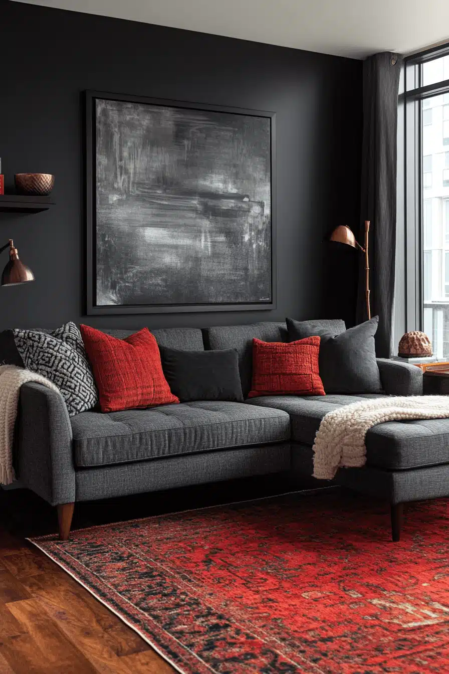 gray couch living room