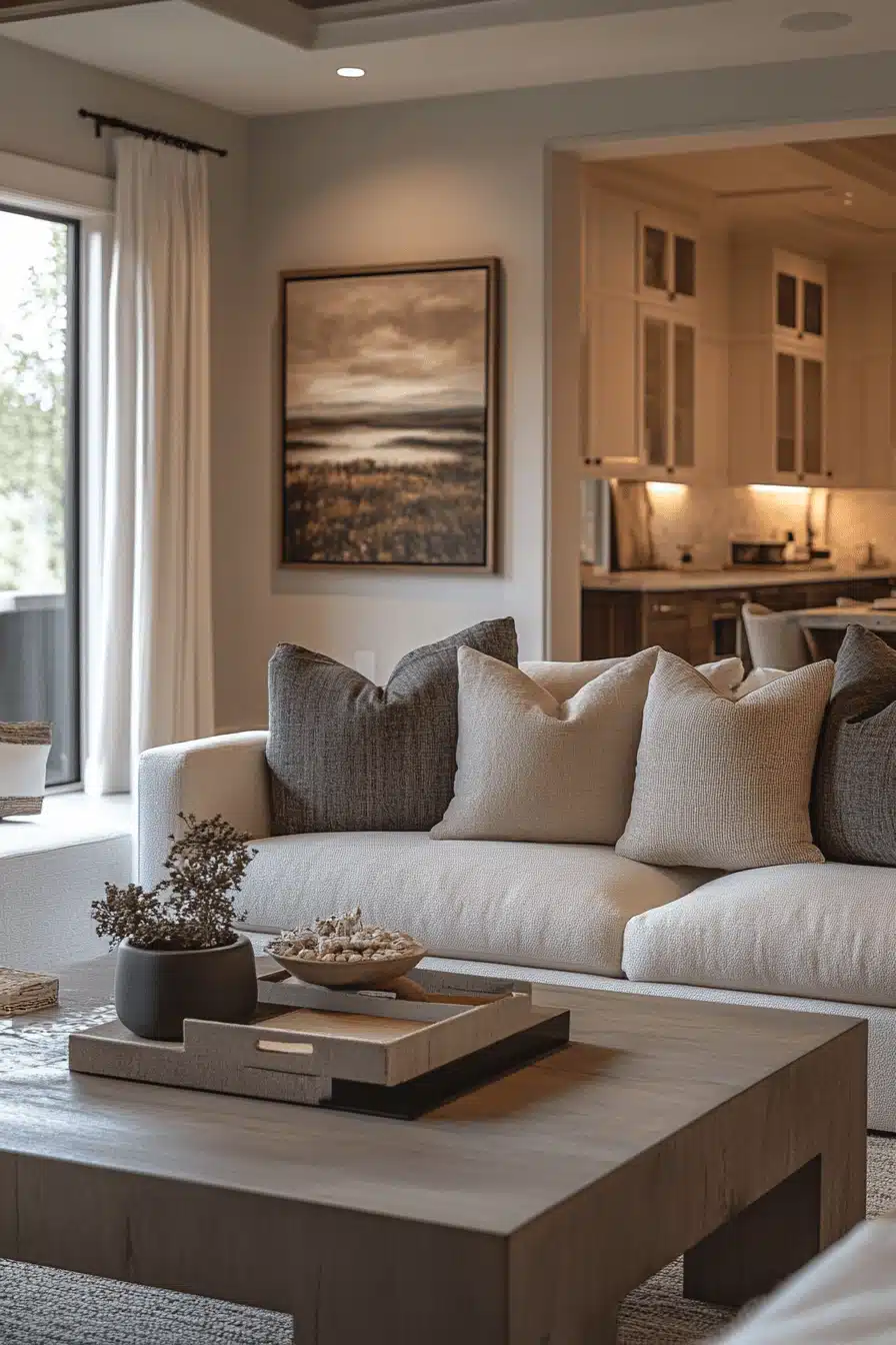 moody neutral living room