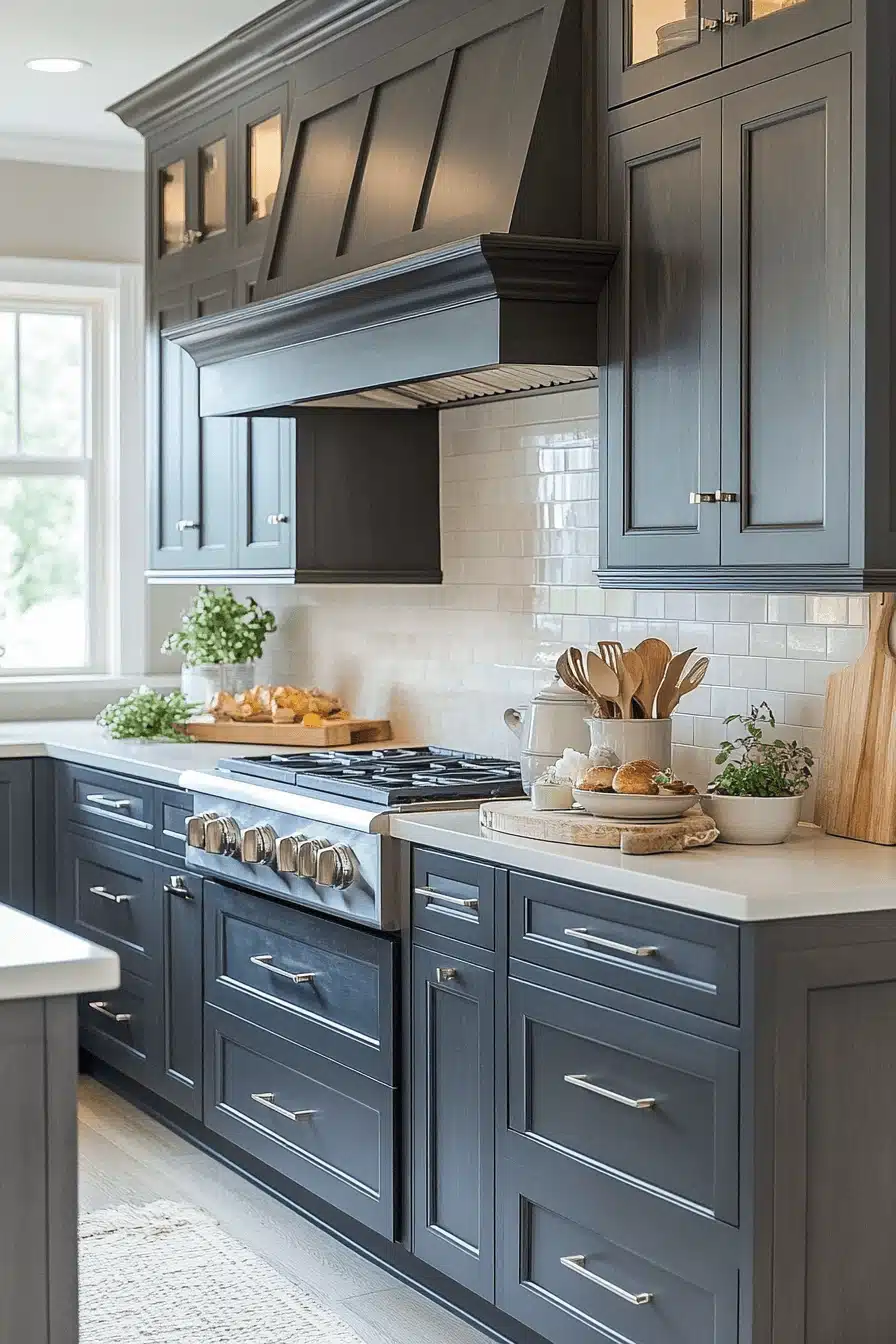 dark grey kitchen cabinets