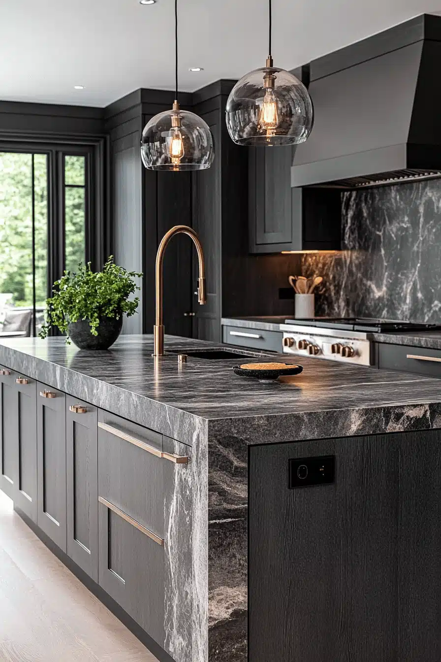 dark grey kitchen cabinets