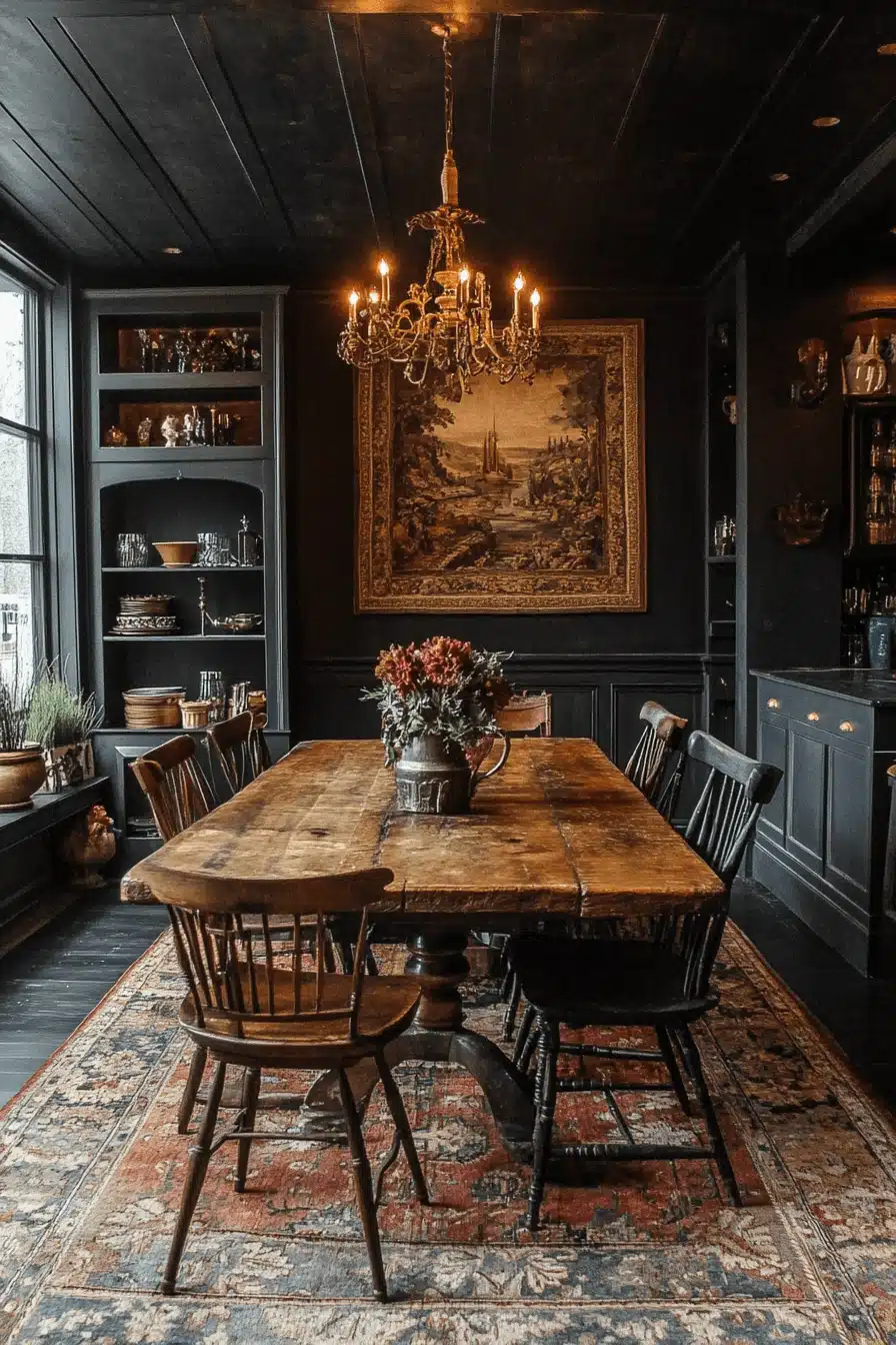 moody vintage dining room