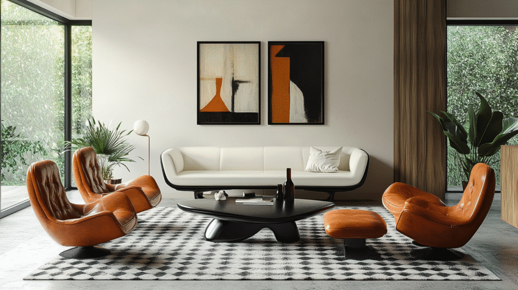 black and white living room decor
