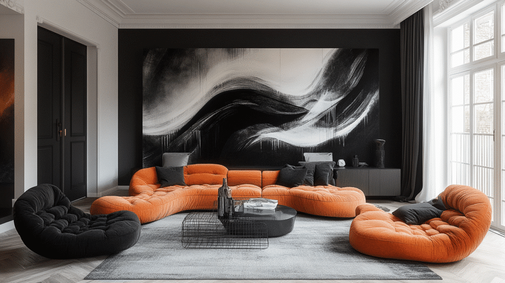 black living room decor