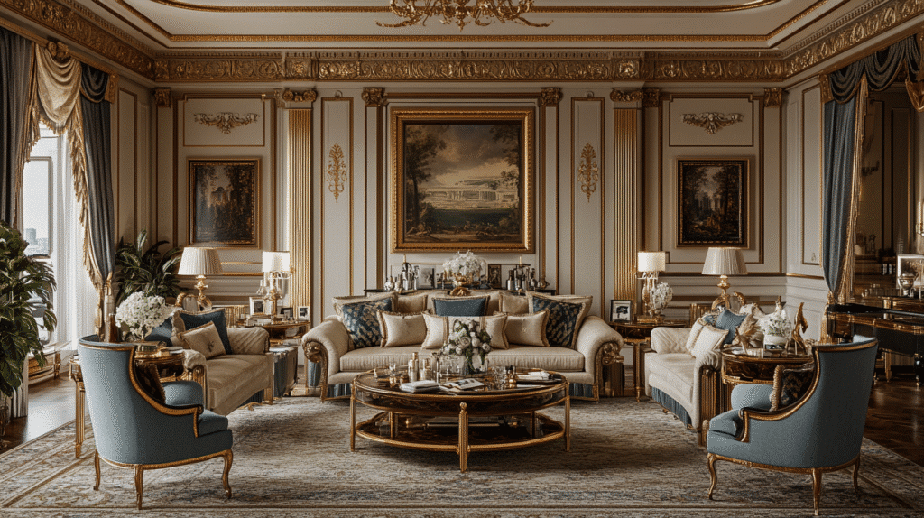 neoclassical interior living rooms