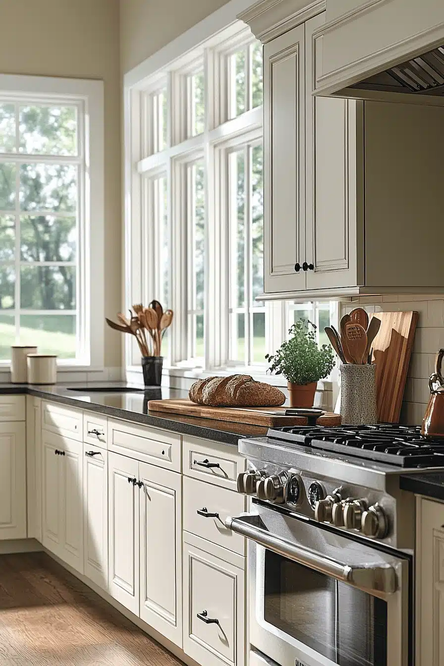 cream kitchen cabinets