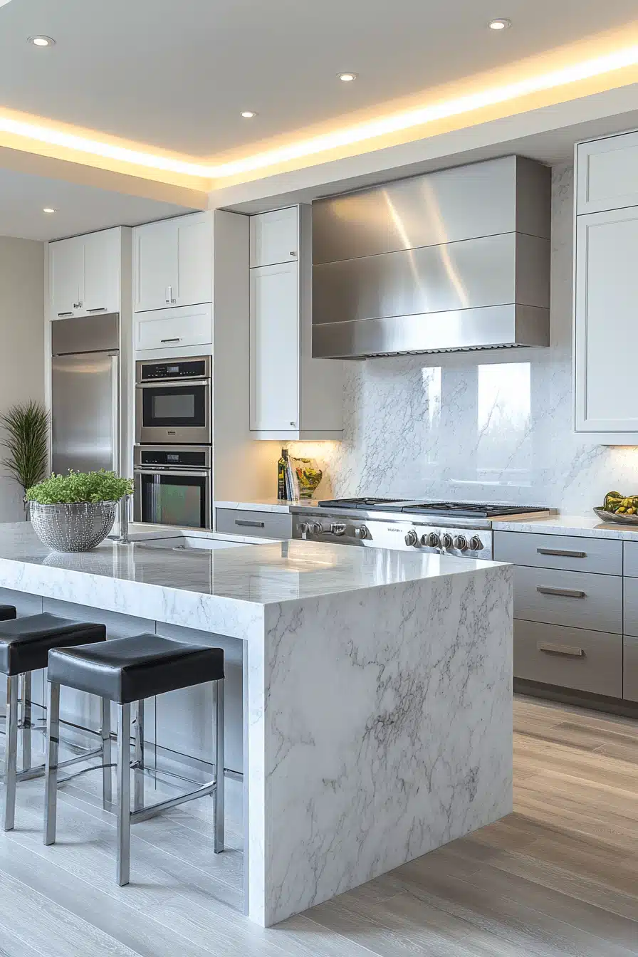 gray and white kitchen