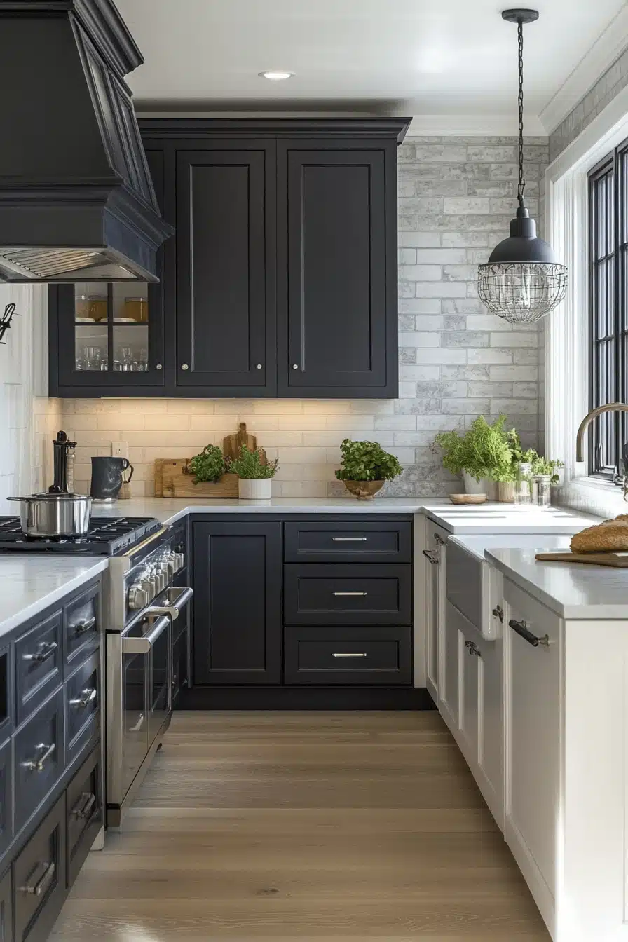 black and white kitchen cabinets