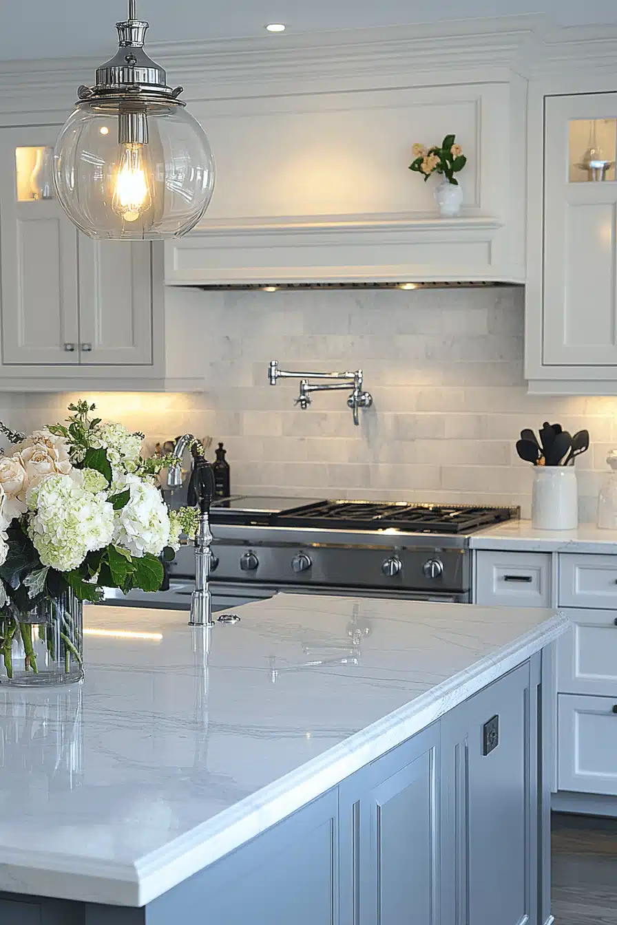 gray and white kitchen