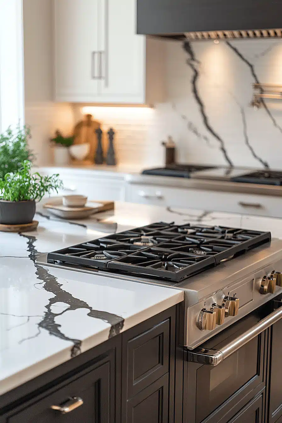 white marble kitchen