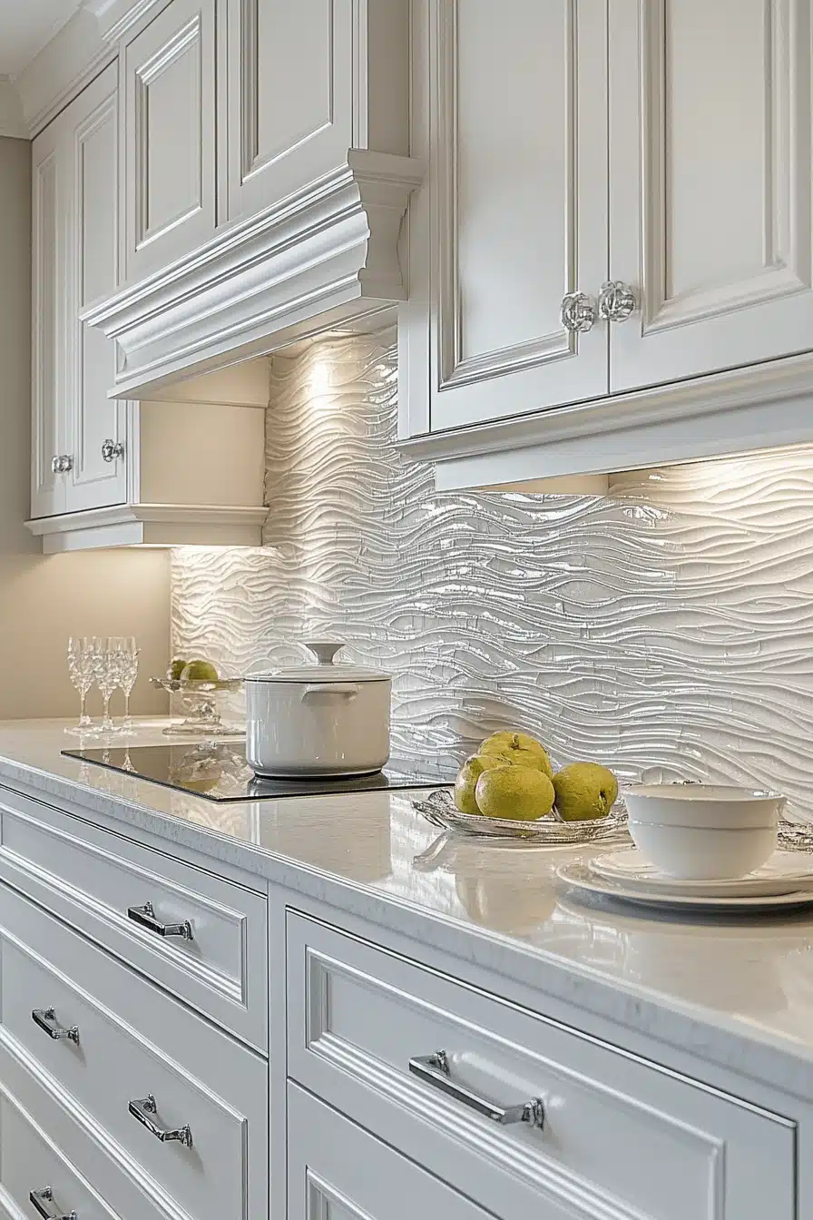 kitchen backsplash with white cabinets