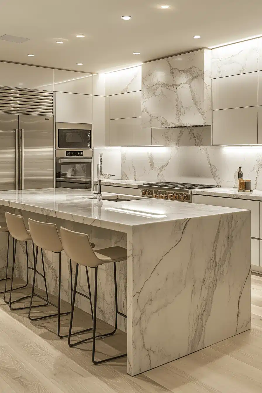 white marble kitchen