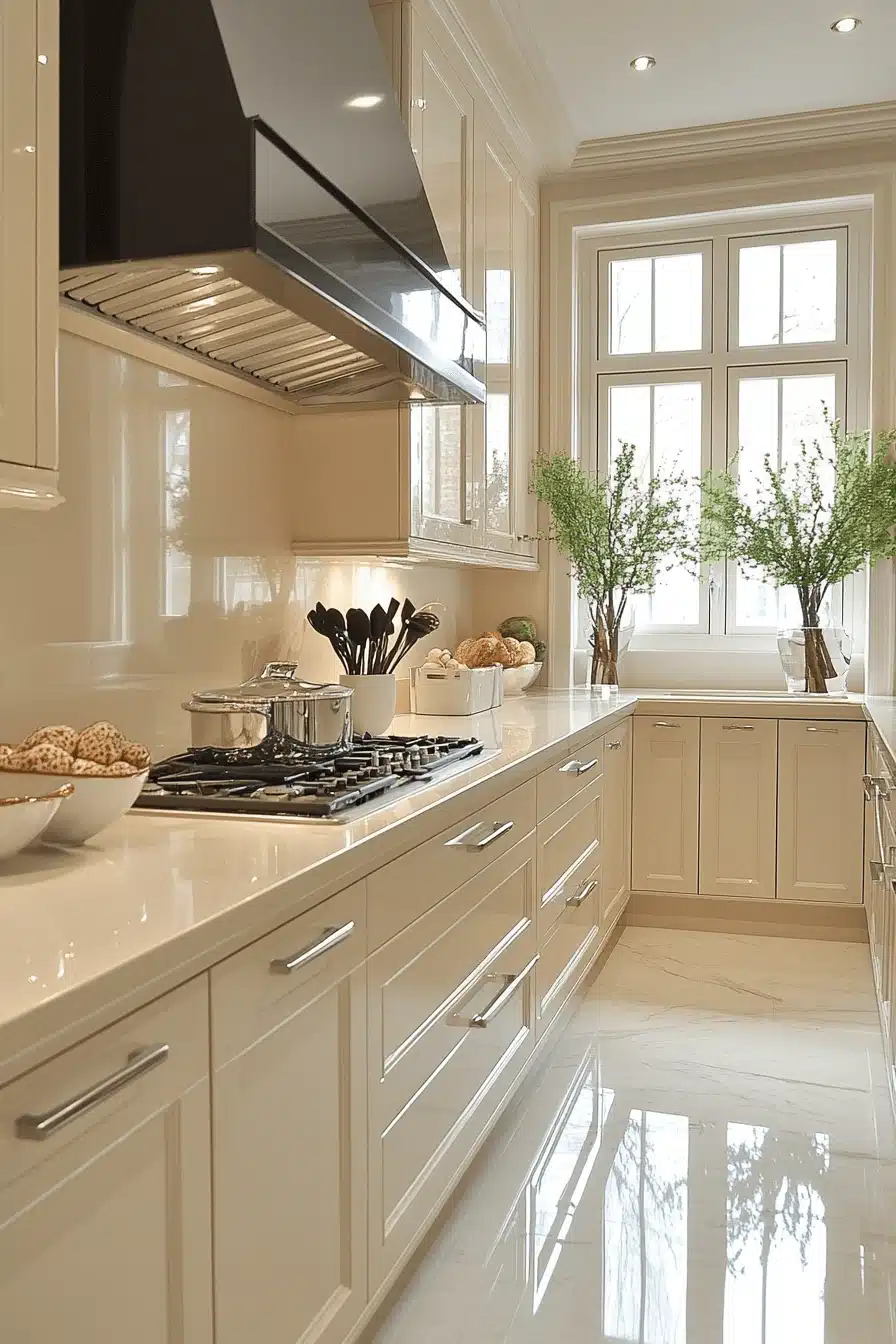 cream kitchen cabinets