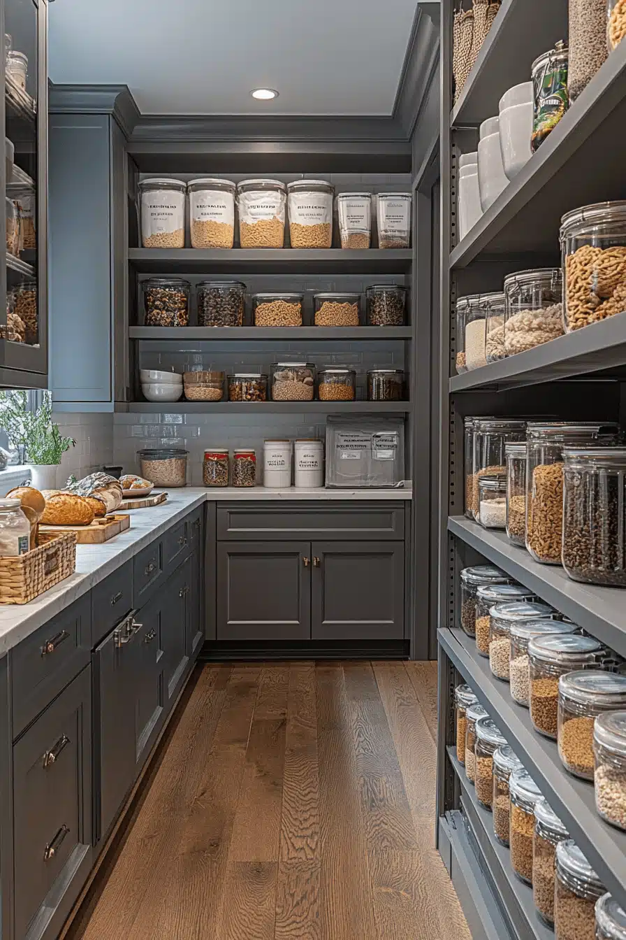 gray and white kitchen