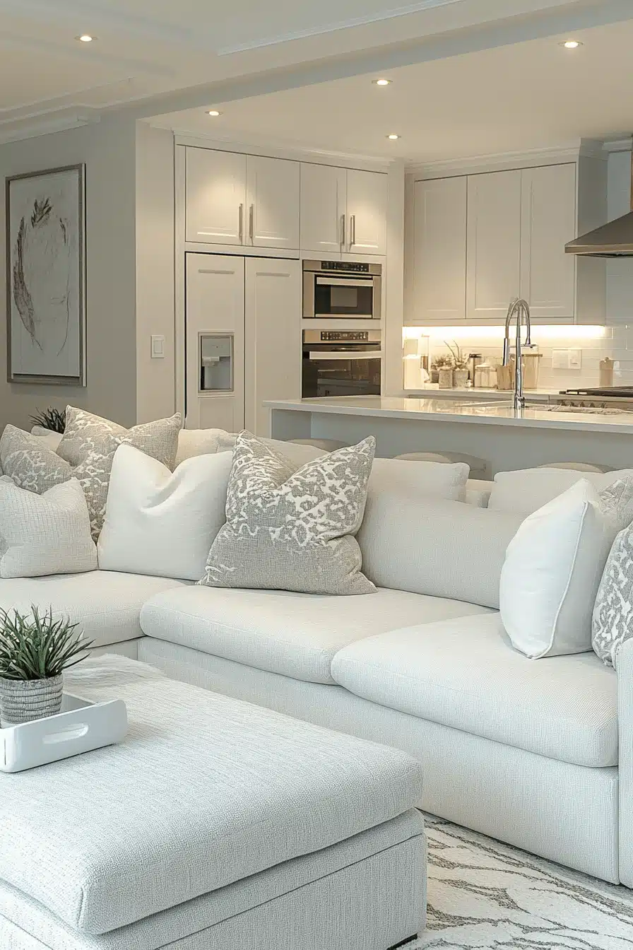 gray and white kitchen