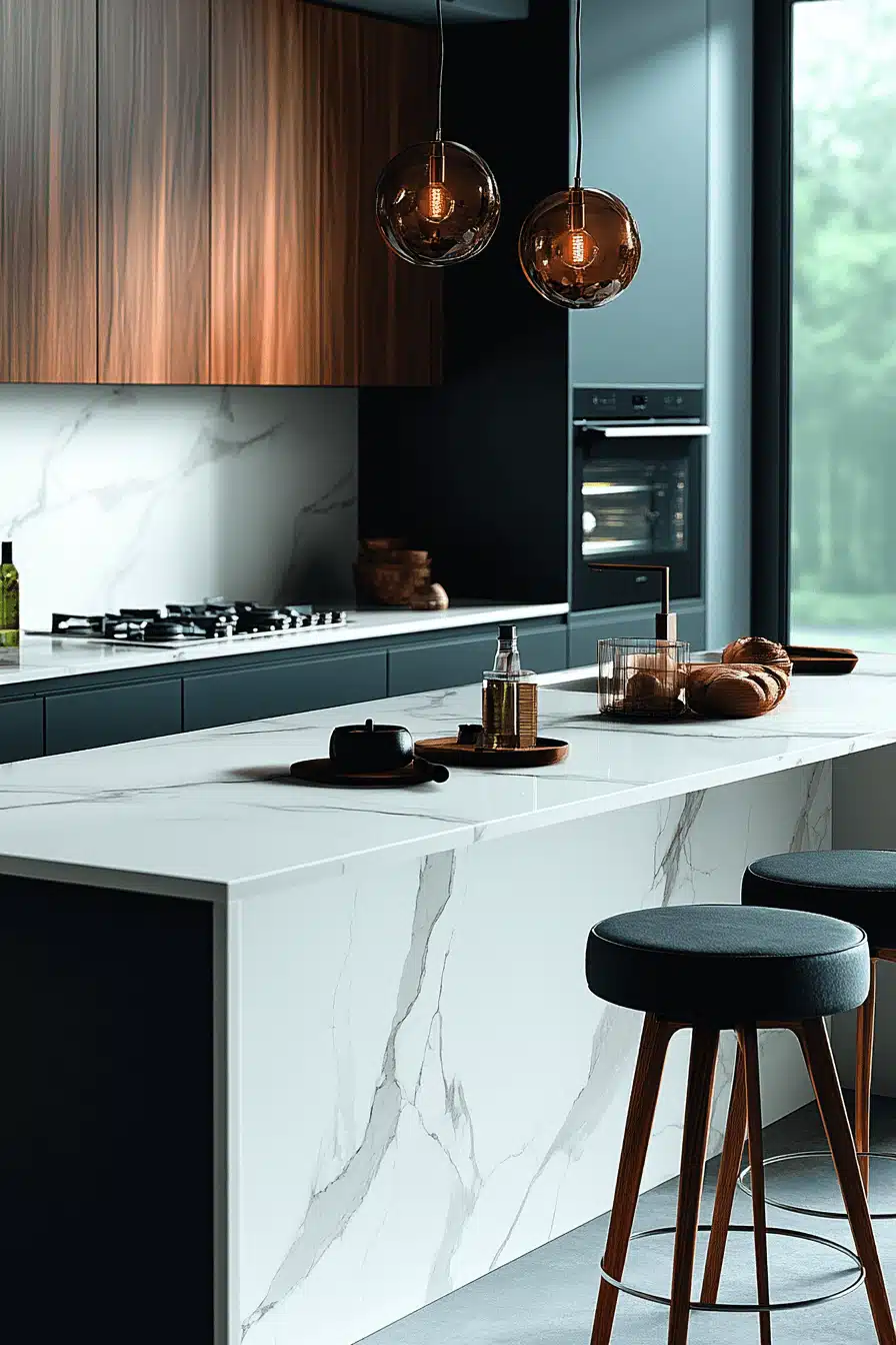 white marble kitchen